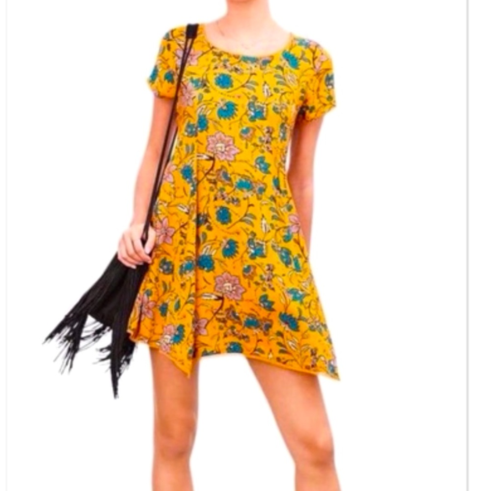 Anthropologie Silence and Noise Gold Witchy Minidress